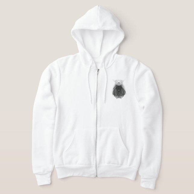 Schwarze Löwe mit Antlerkrone und Monogramm Hoodie (Ablage )
