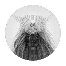 Schwarze Löwe mit Antlerkrone und Monogramm Schneidebrett