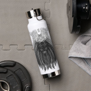 Schwarze Löwe mit Antlerkrone und Monogramm Trinkflasche