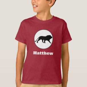 Schwarze Löwe Zeichnend im weißen Kreis T-Shirt
