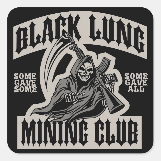 SCHWARZE LUNGE MINENCLUB QUADRATISCHER AUFKLEBER (Vorderseite)