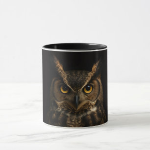 Schwarze Luxe-Kombitasse mit goldenem Eulenauge Tasse