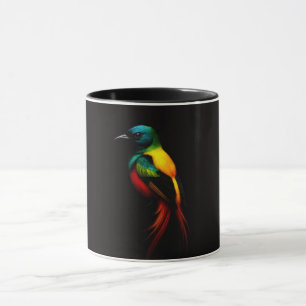 Schwarze Luxe-Kombitasse mit Regenbogen-Vogel Tasse