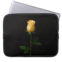 Schwarze Luxe-Laptoptasche mit sonnengelber Rose