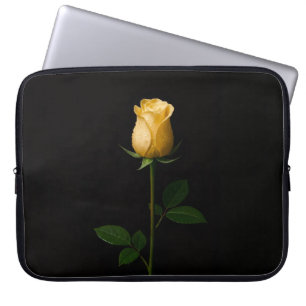 Schwarze Luxe-Laptoptasche mit sonnengelber Rose Laptopschutzhülle