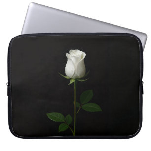 Schwarze Luxe-Laptoptasche, reine weiße Rose Laptopschutzhülle