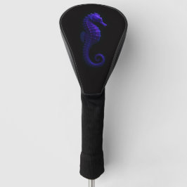 Schwarze Luxus-Golf-Treibercover, Violetter Seepfe Golf Headcover