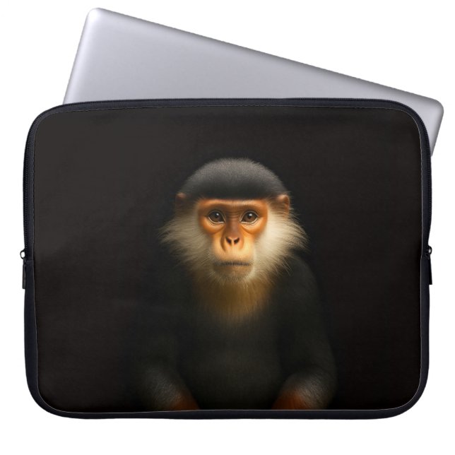 Schwarze Luxus-Laptoptasche mit Rotem Douc Langur Laptopschutzhülle (Vorderseite)