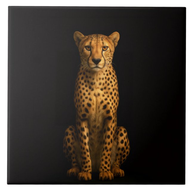 Schwarze Luxusfliese 4 mit schlankem Gepard Fliese (Vorderseite)