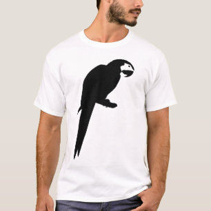 Schwarze Macaw-Papageien-Vogel-Silhouette T-Shirt