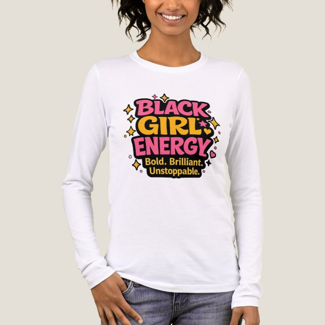 Schwarze Mädchen Energie Tri-Blend Shirt (Vorderseite)