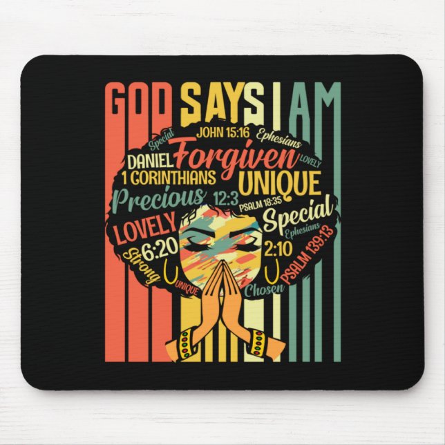 Schwarze Mädchen Gott sagt ich bin Schwarze Geschi Mousepad (Vorne)