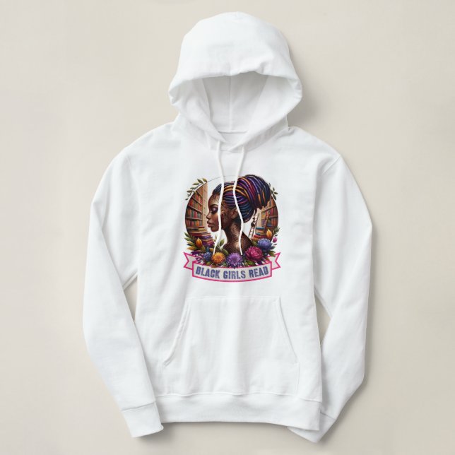 Schwarze Mädchen lesen Frauenhorodie Hoodie (Design vorne)