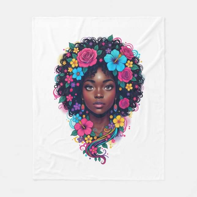 Schwarze Mädchen Magie Afro Diva Fleecedecke (Vorderseite)