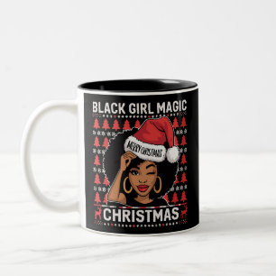 Schwarze Mädchen Magie Frohe Weihnachten Afroameri Zweifarbige Tasse