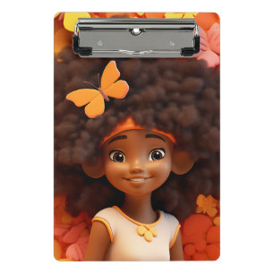 Schwarze Mädchen Magie melanin Prinzessin braune H Mini Klemmbrett