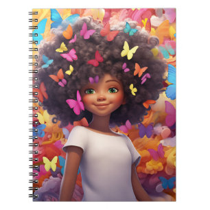 Schwarze Mädchen Magie melanin Prinzessin braune H Notizblock