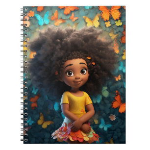 Schwarze Mädchen Magie melanin Prinzessin braune H Notizblock