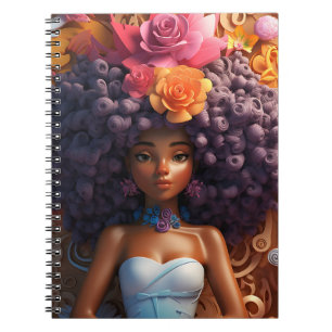 Schwarze Mädchen Magie melanin Prinzessin braune H Notizblock