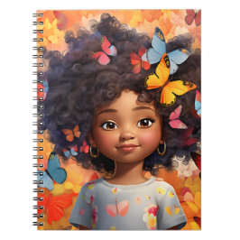 Schwarze Mädchen Magie melanin Prinzessin braune H Notizblock