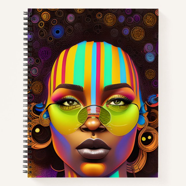 Schwarze Mädchenmagie, Melanin-Frau, pastellfarben Notizbuch (Vorderseite)