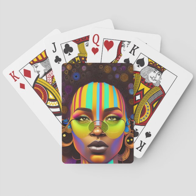 Schwarze Mädchenmagie, Melanin-Frau, pastellfarben Spielkarten (Rückseite)