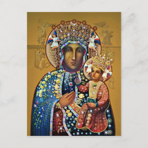 Schwarze Madonna Jungfrau Maria Katholisch Älteste Postkarte