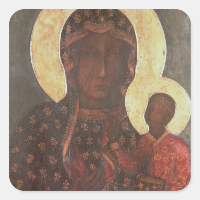 Schwarze Madonna von Jasna Gora Quadratischer Aufkleber (Vorderseite)