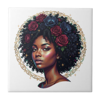 Schwarze Magie-Afro-Diva-Partyartikel Fliese