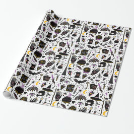 Schwarze Magie-Halloween-Packpapier Geschenkpapier
