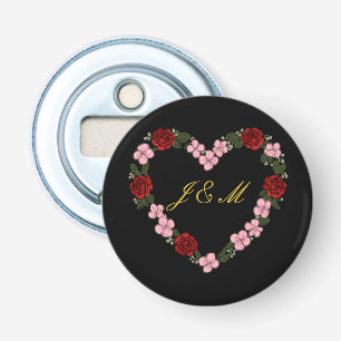 Schwarze Magnet mit rosa und rotem Herz Flaschenöffner