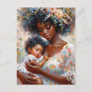 Schwarze Mama und kleine Tochter Kunst Postkarte