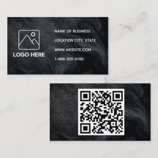 Schwarze Marmor-Geschäftskarte mit QR-Code Visitenkarte
