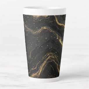 Schwarze Marmor-Goldadern Luxus-Abstrakt Milchtasse