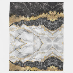 Schwarze Marmor mit Gold hübsche große Fleece-Deck Fleecedecke
