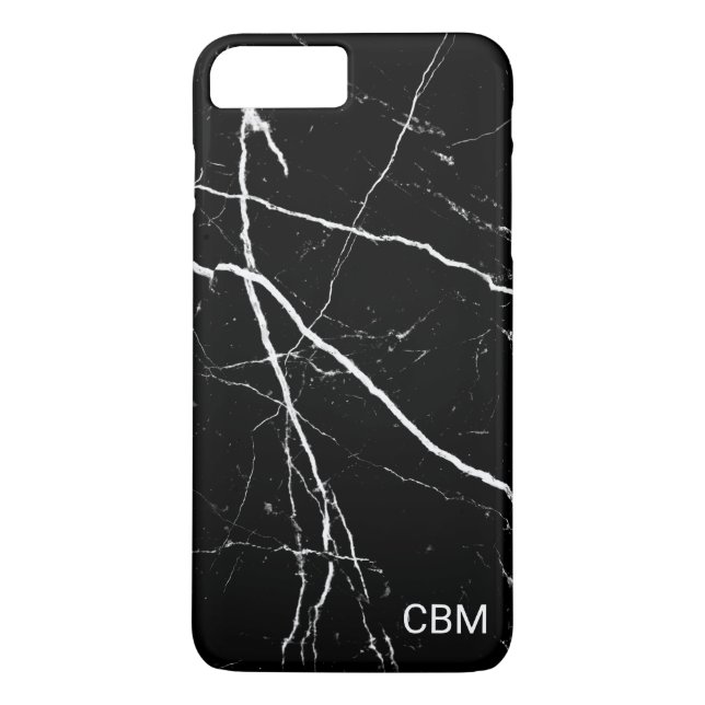 Schwarze Marmor-Monogramm Case-Mate iPhone Hülle (Rückseite)