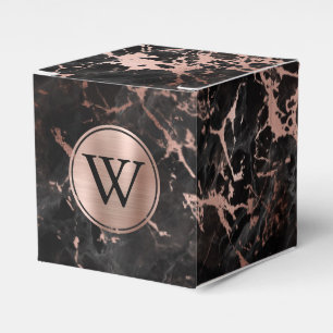 Schwarze Marmor-Roségold-Monogramm Geschenkschachtel