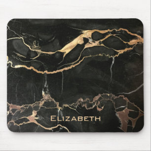 Schwarze Marmorplatte mit Namen Mousepad