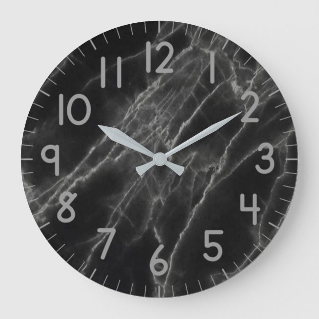 Schwarze Marmorsäulenuhr Große Wanduhr (Vorderseite)