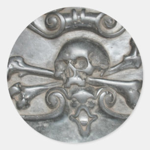 Schwarze Marmorsteinschädel-und Runder Aufkleber