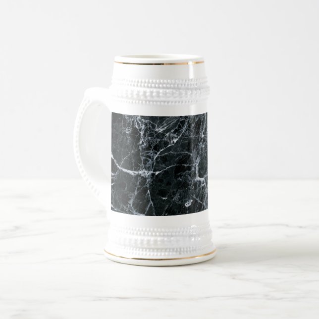 Schwarze Marmortextur Bierglas (Vorderseite Links)