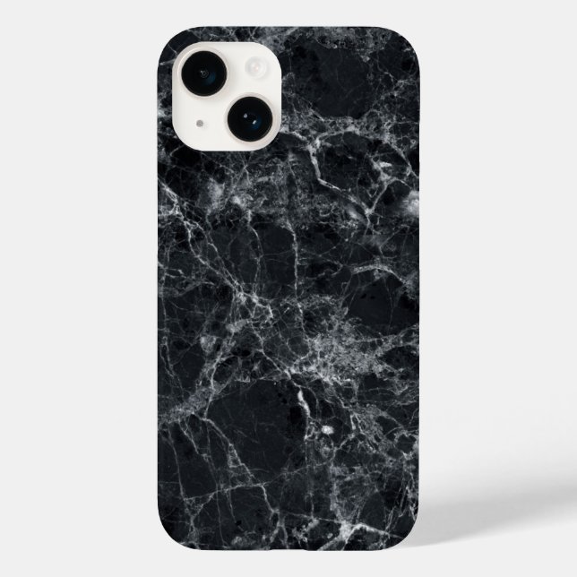 Schwarze Marmortextur Case-Mate iPhone 14 Hülle (Rückseite)