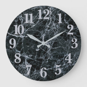 Schwarze Marmortextur Große Wanduhr