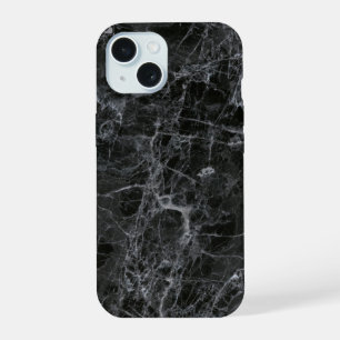 Schwarze Marmortextur iPhone 15 Hülle