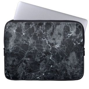 Schwarze Marmortextur  Laptopschutzhülle
