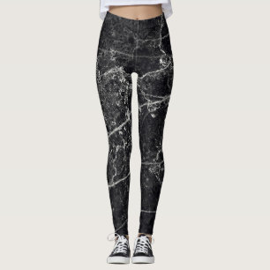 Schwarze Marmortextur Leggings