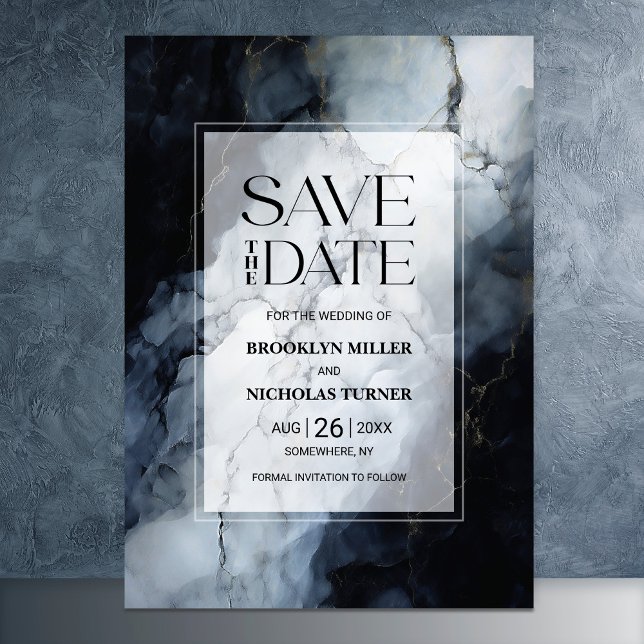Schwarze MarmorWedding speichern Sie das Datum Save The Date (Von Creator hochgeladen)