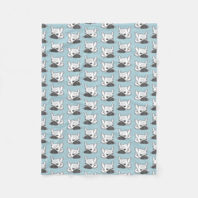 Schwarze Masken-Creme Frenchie Illustration Fleecedecke (Vorderseite)