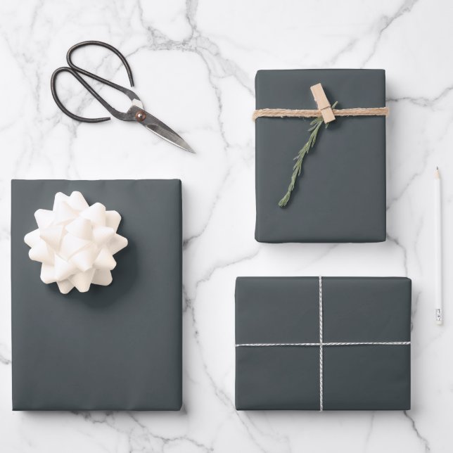 Schwarze Matte-Papierblätter im Freien Geschenkpapier Set (Vorderseite)