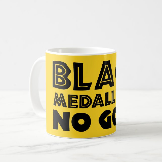 SCHWARZE MEDALLIONEN KEIN GOLD KAFFEETASSE (Vorderseite Links)